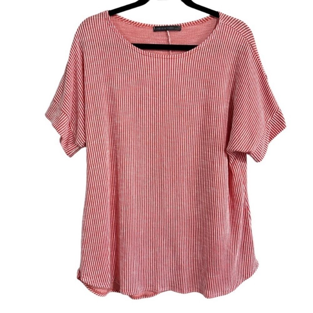 Chris & Carol red striped short sleeve top plus size 1X